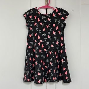 Cat & Jack Toddler 3T black dress with orange and white hearts
